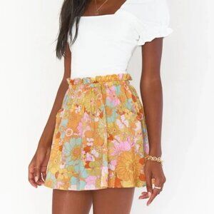 Show Me Your Mumu multicolor pastel floral print mini swing skirt size XS
